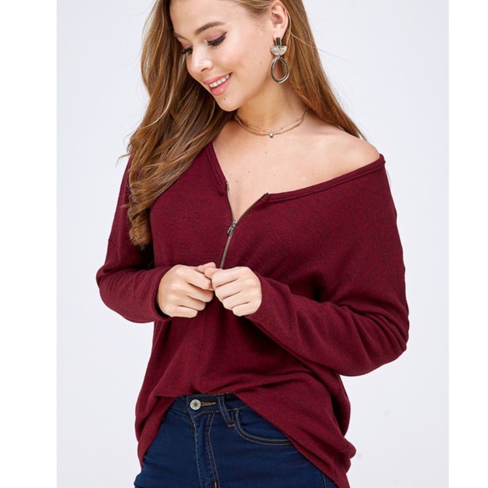 Burgundy Hacci Brush Top